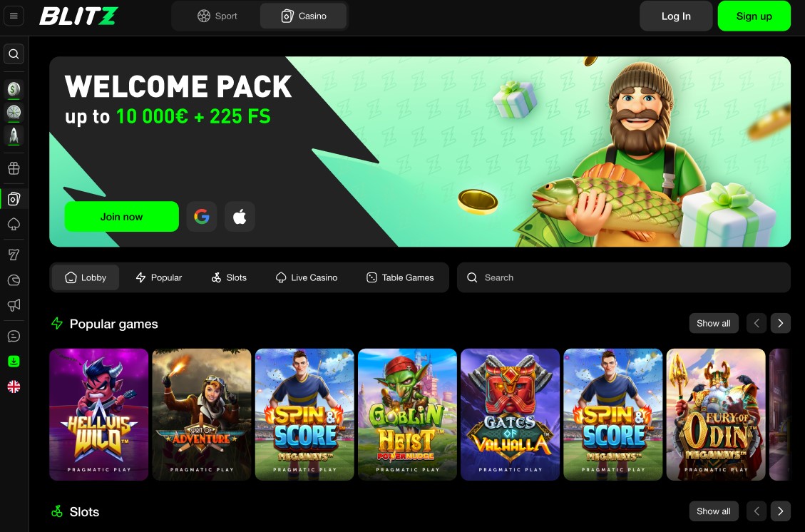 Colagem de jogos de slots da Blitz